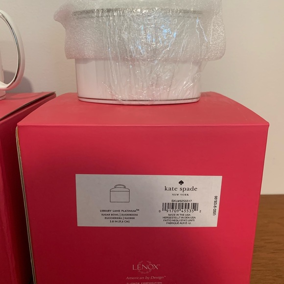 New In Box: Kate Spade “Library Lane Platinum” Creamer + Sugar Bowl - Picture 3 of 6